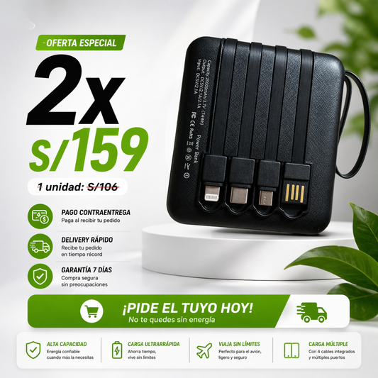 "Mini banco de energía portatil 20000 mAh"